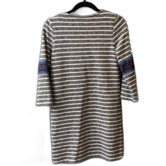 THML Striped Boho Dress XS Geometric Sleeve Detail Lace-Up Tassel Southwestern - Picture 3 of 7